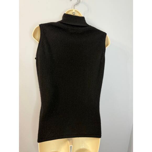 El Daws Cashmere Sweater Turtle Neck Sleeveless Black Soft Sz S - Picture 5 of 8